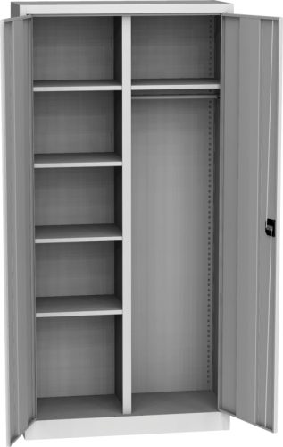 KSPS 01 P kétajtós irodai gardrób szekrény, 5 fix polc, akasztók