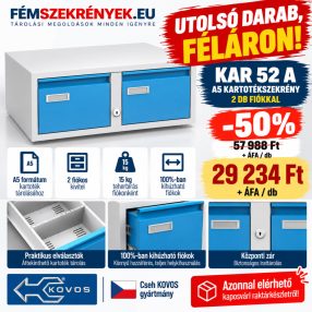 KAR 52 A kétfiókos A5 kartotékszekrény – KOVOS, 50% kedvezmény, utolsó darab kaposvári raktárkészletről