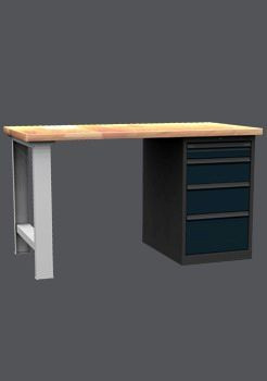 DPS-01-B munkapad egyoldali lábbal, 1500 mm széles 