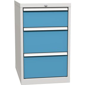   DPK-01-A fiókos műhely konténer, 3 fiókkal, központi zárral