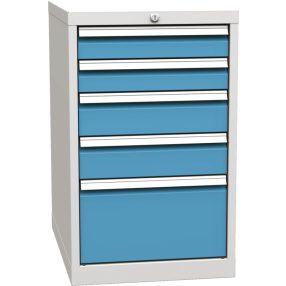   DPK-01-C fiókos műhely konténer, 5 fiókkal, központi zárral