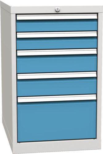 DPK-01-C fiókos műhely konténer, 5 fiókkal, központi zárral