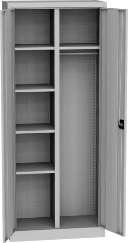 KSPS 02 P kétajtós irodai gardrób szekrény, 5 fix polc, akasztók