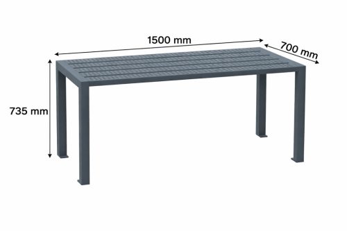 DPJ_15_0001_DB kültéri acél asztal (4-6 személyes, 150 cm)
