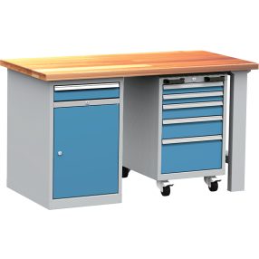 DPS_107 ipari munkapad (1500 mm, szekrénnyel, konténerrel)