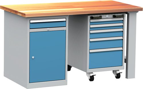 DPS_107 ipari munkapad (1500 mm, szekrénnyel, konténerrel)