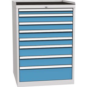   DPO 01 D műhelyszekrény 8 fiókkal, munkafelülettel, 1030 mm magas