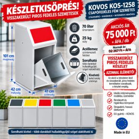KOS-1258 csapófedeles fém szemetes kuka (70 l) 
