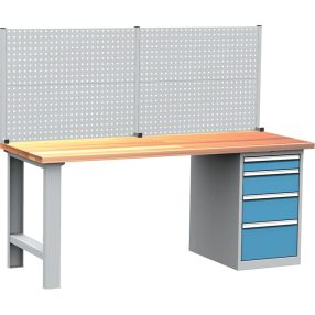   DPS_203 ipari munkapad fiókkal (2000 mm, szerszámtartó fallal)