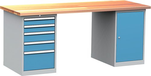 DPS_205 ipari munkapad polcos és fiókos szekrénnyel (2000 mm)