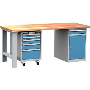 DPS_207 ipari munkapad (2000 mm, szekrénnyel, konténerrel)