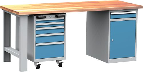 DPS_207 ipari munkapad (2000 mm, szekrénnyel, konténerrel)