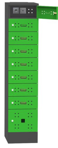 SVE_41_B8 mobileszköz töltőállomás (8 fakk, 230V/16A, 2x USB)