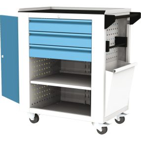   SVL_01_D műhelykocsi (3 fiók, 1 polc, zárható oldalsó tároló, szemetes, törlőkendő tartó)