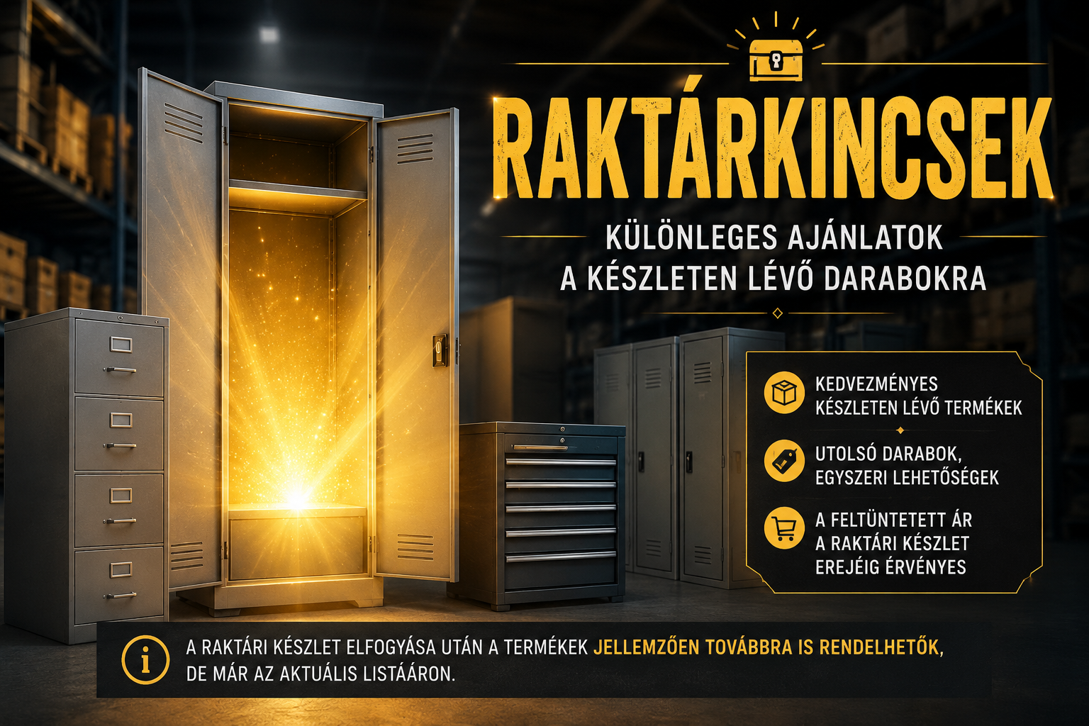 Raktárkincsek: különleges ajánlatok a készleten lévő darabokra.